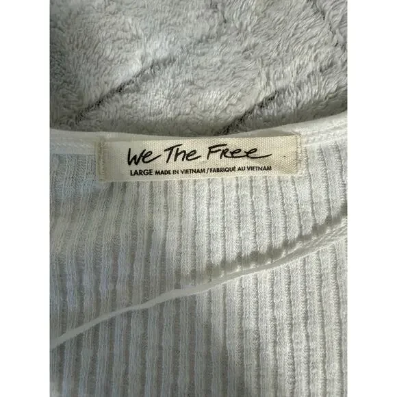 We The Free Free People White Ribbed Sculpted Tank Top L Stretch Fitted Corset - Picture 3 of 7